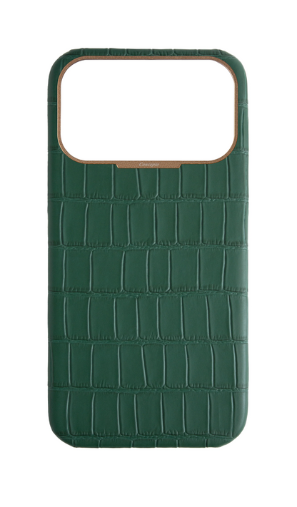 Matte Royal Green Strapless Embossed Crocodile Case