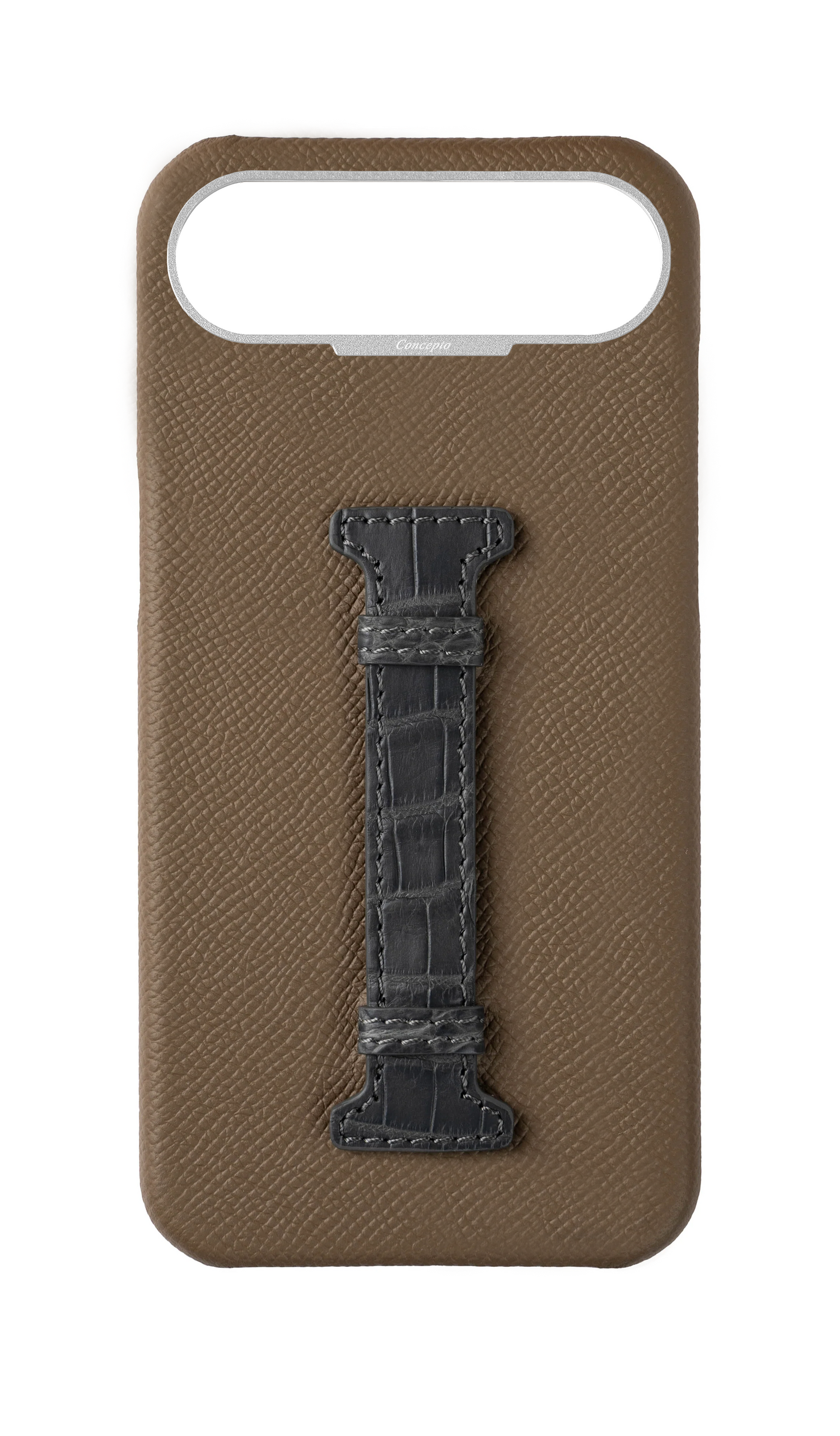 Brown / Ash Grey Exotic Crocodile Middle Strap Case