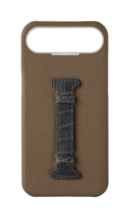 Brown / Ash Grey Exotic Crocodile Middle Strap Case