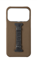 Brown / Ash Grey Exotic Crocodile Middle Strap Case