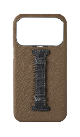 Brown / Ash Grey Exotic Crocodile Middle Strap Case