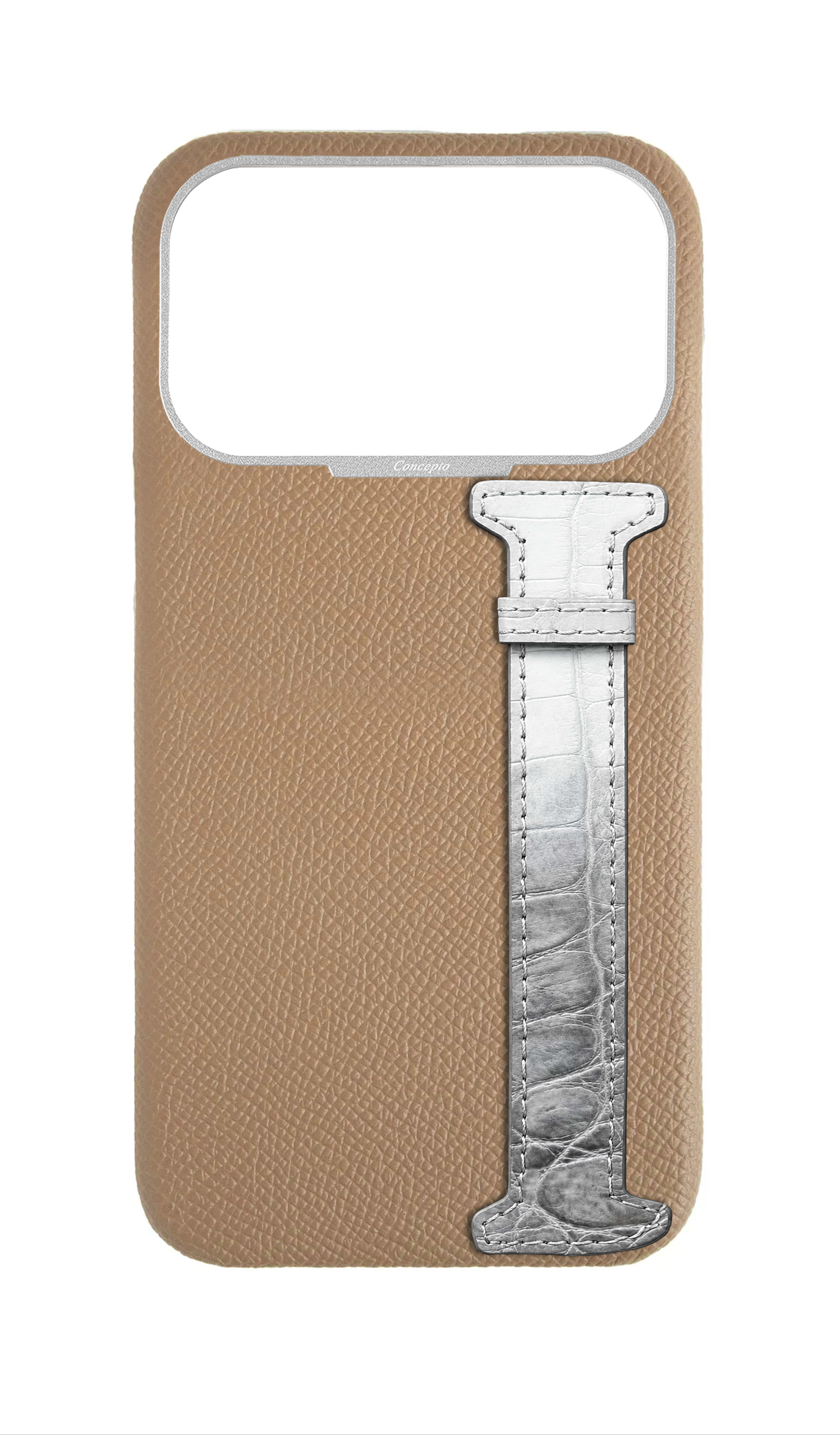 Beige Himalayan Exotic Crocodile Side Strap Case