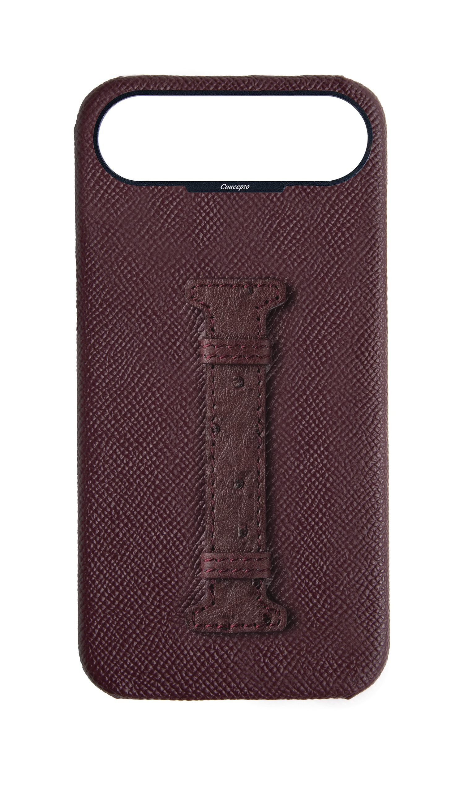 Maroon Exotic Ostrich Middle Strap Case
