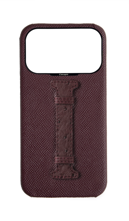 Maroon Exotic Ostrich Middle Strap Case