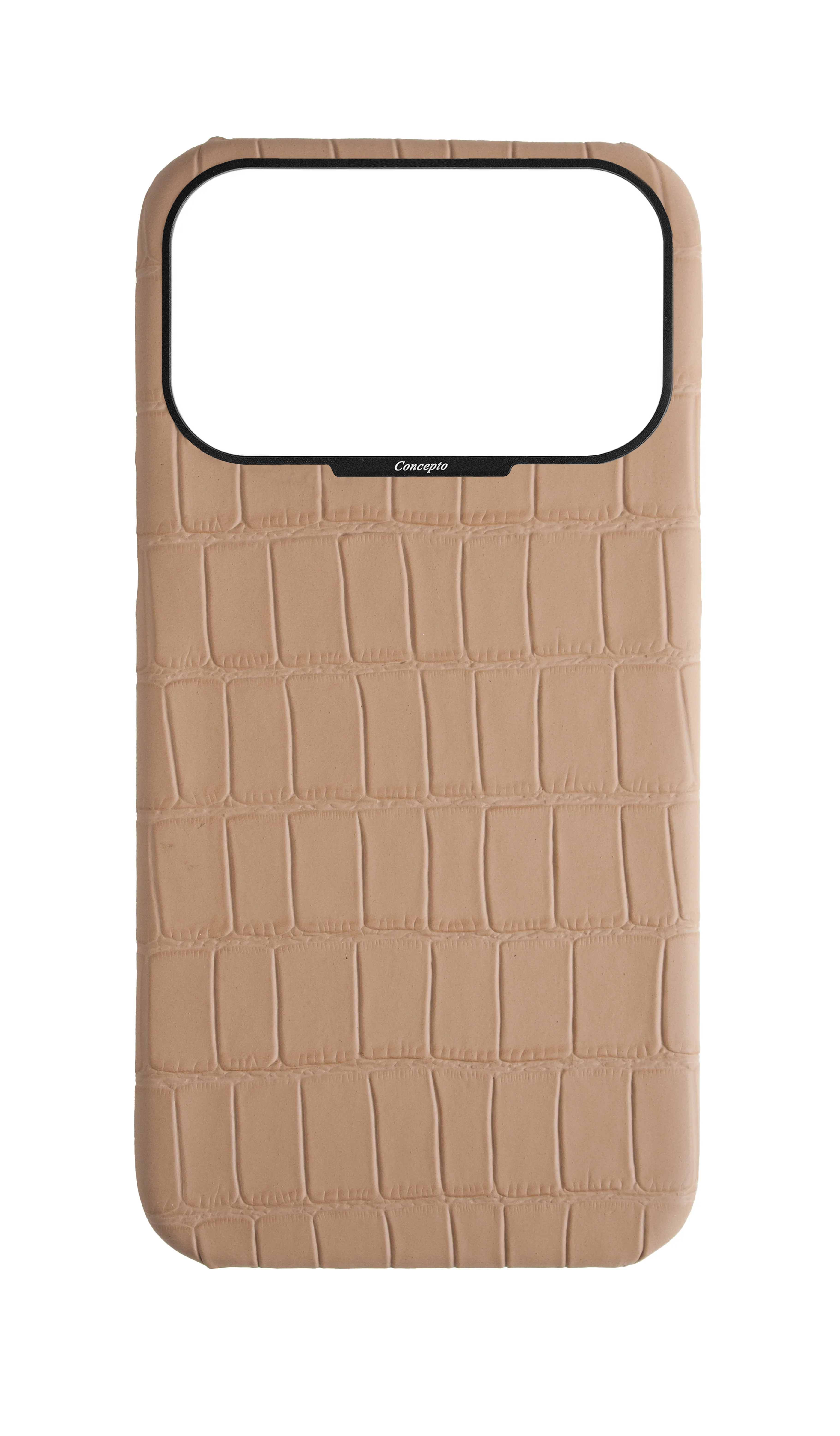 Matte Nude Strapless Embossed Crocodile Case