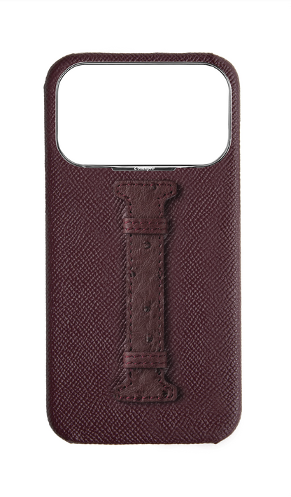 Maroon Exotic Ostrich Middle Strap Case