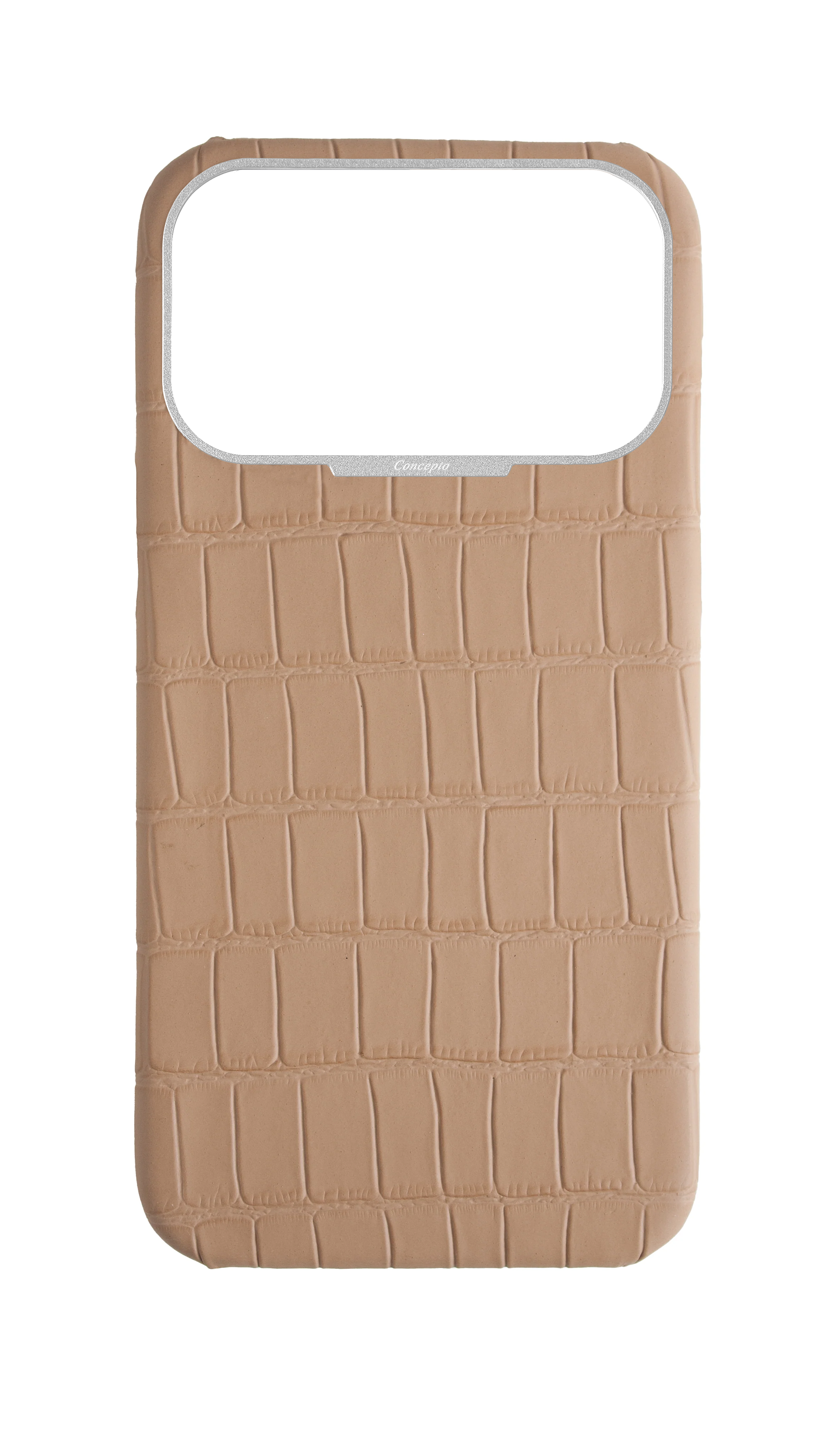Matte Nude Strapless Embossed Crocodile Case