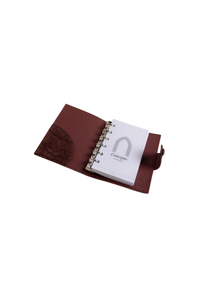 Small Burgundy Suede Crocodile Notebook