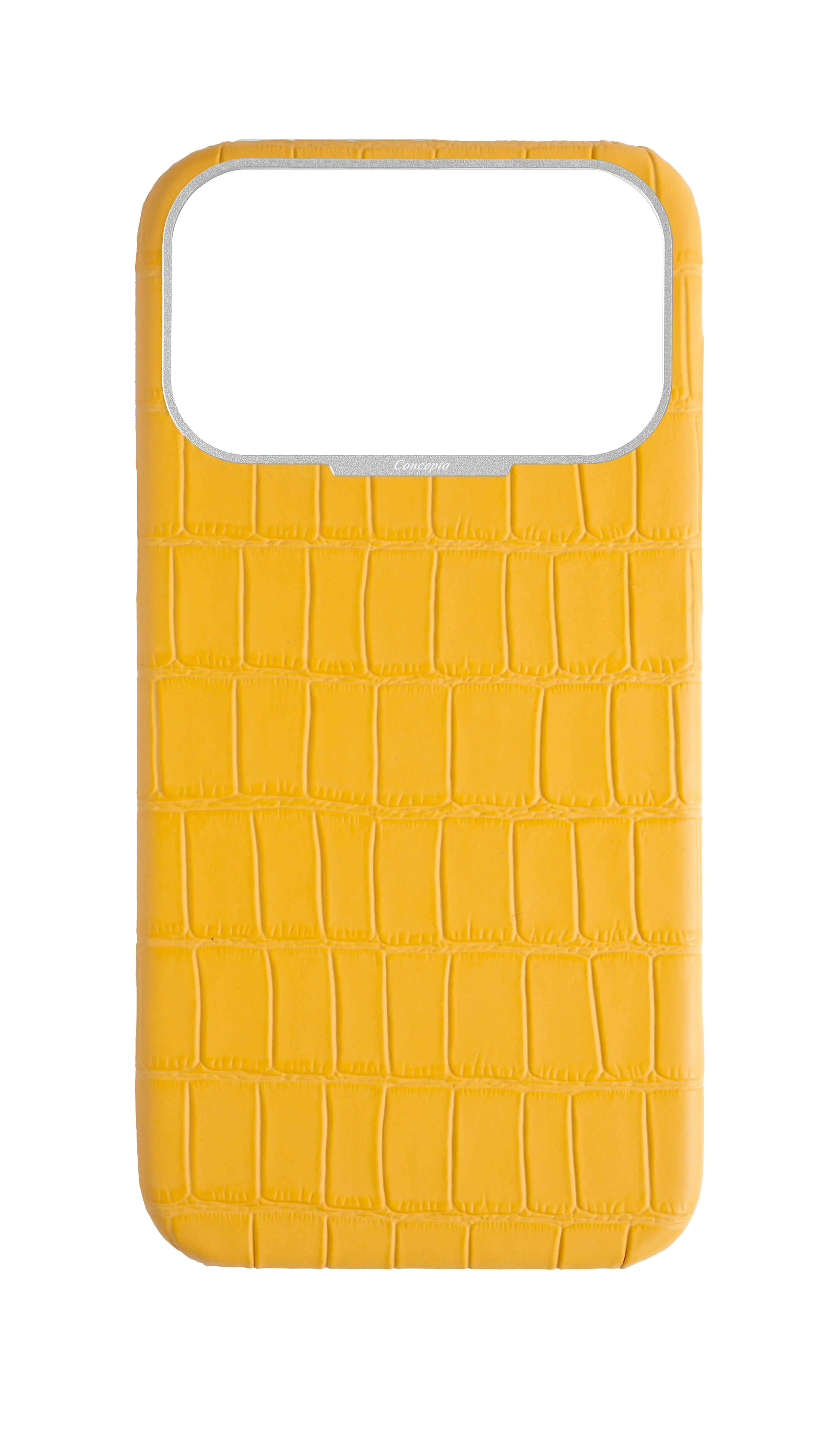 Matte Yellow Strapless Embossed Crocodile Case