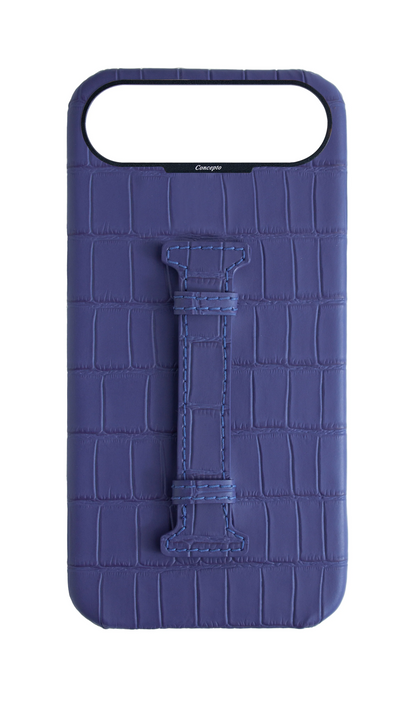 Matte Blue Embossed Crocodile Case