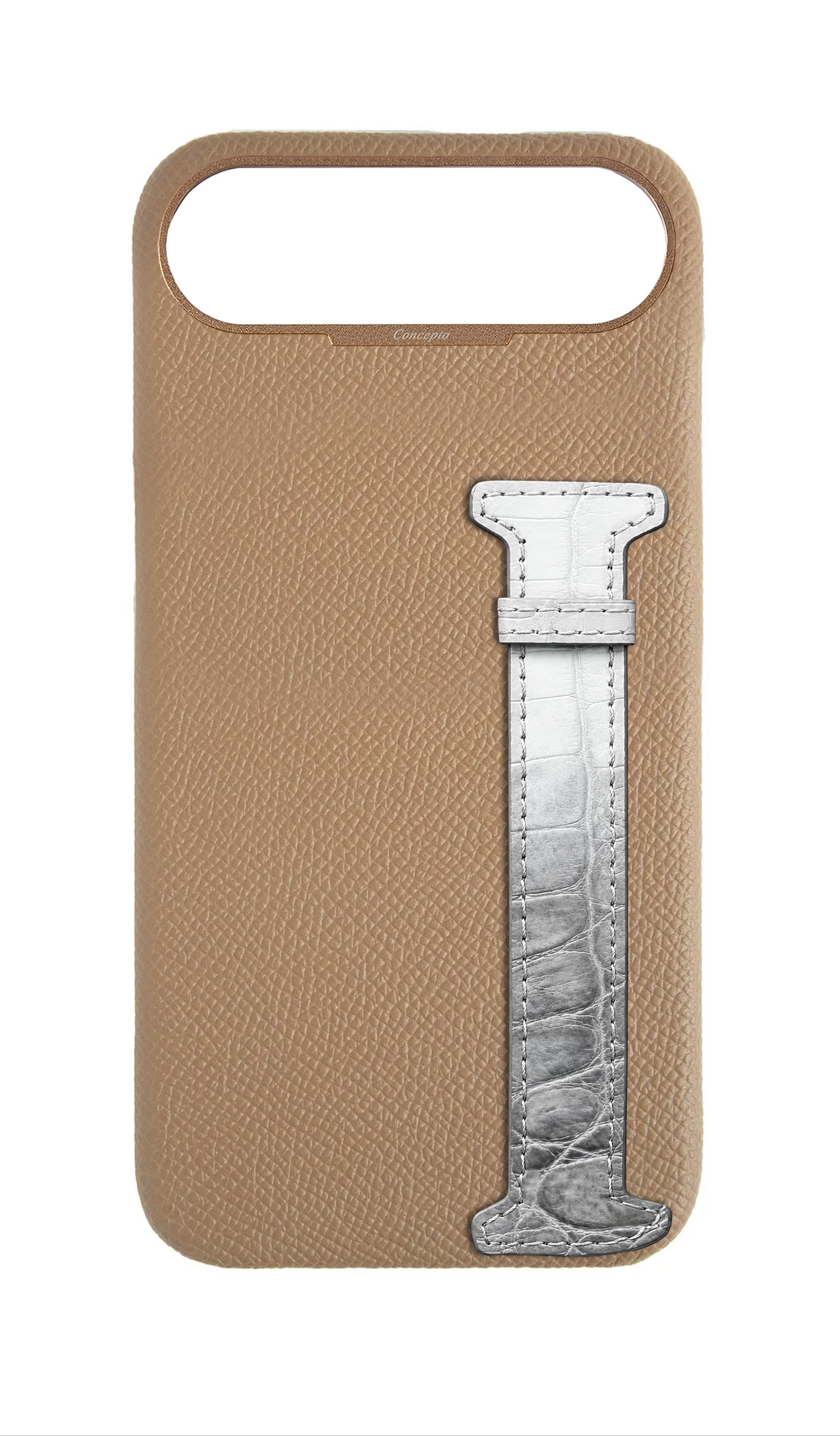 Beige Himalayan Exotic Crocodile Side Strap Case