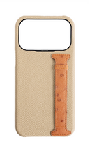 Beige / Tan Exotic Ostrich Side Strap Case