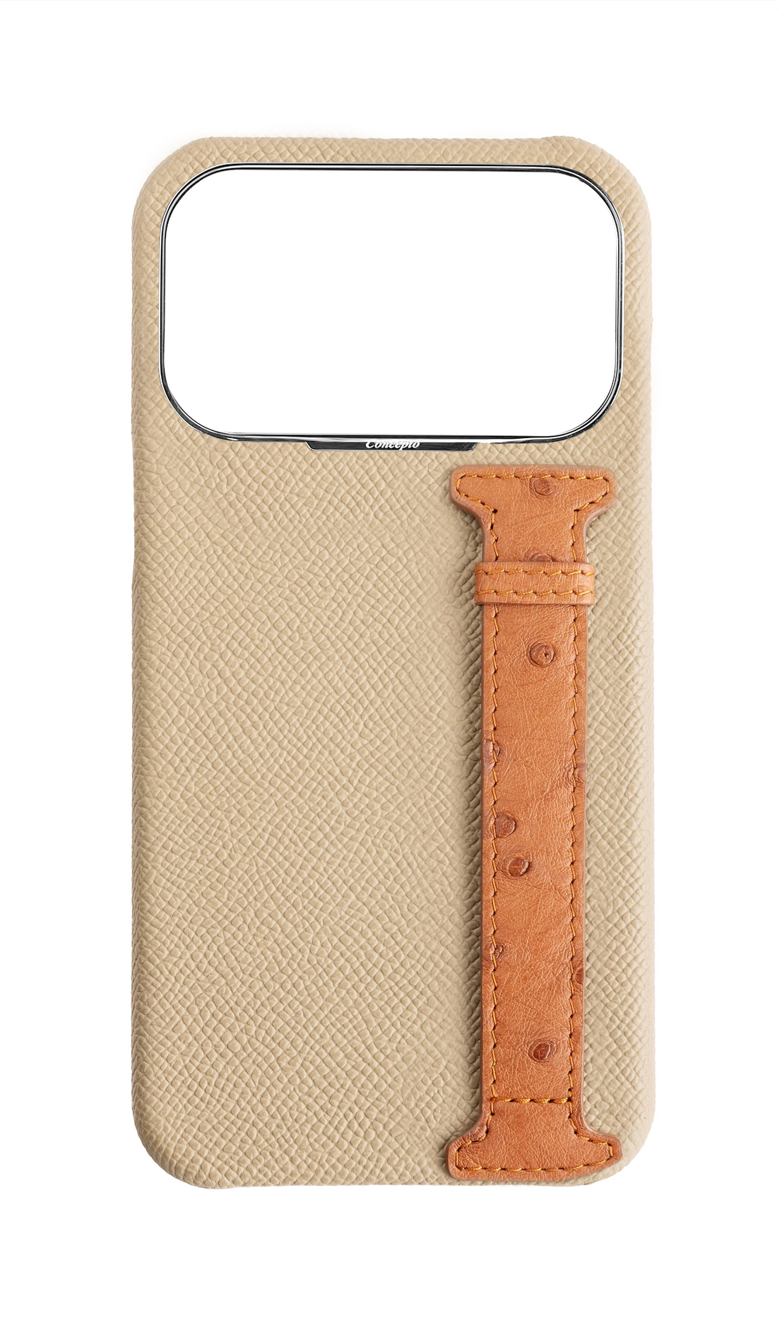 Beige / Tan Exotic Ostrich Side Strap Case