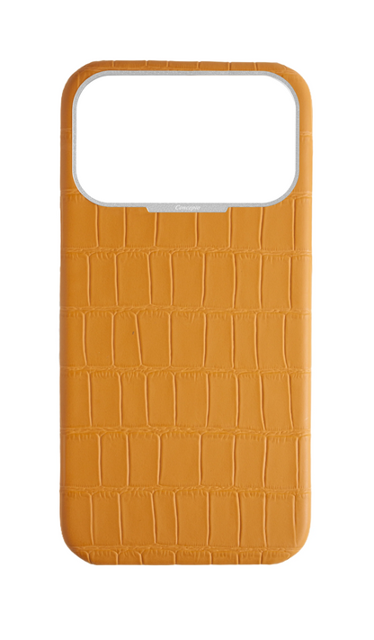 Matte Mustard Strapless Embossed Crocodile Case