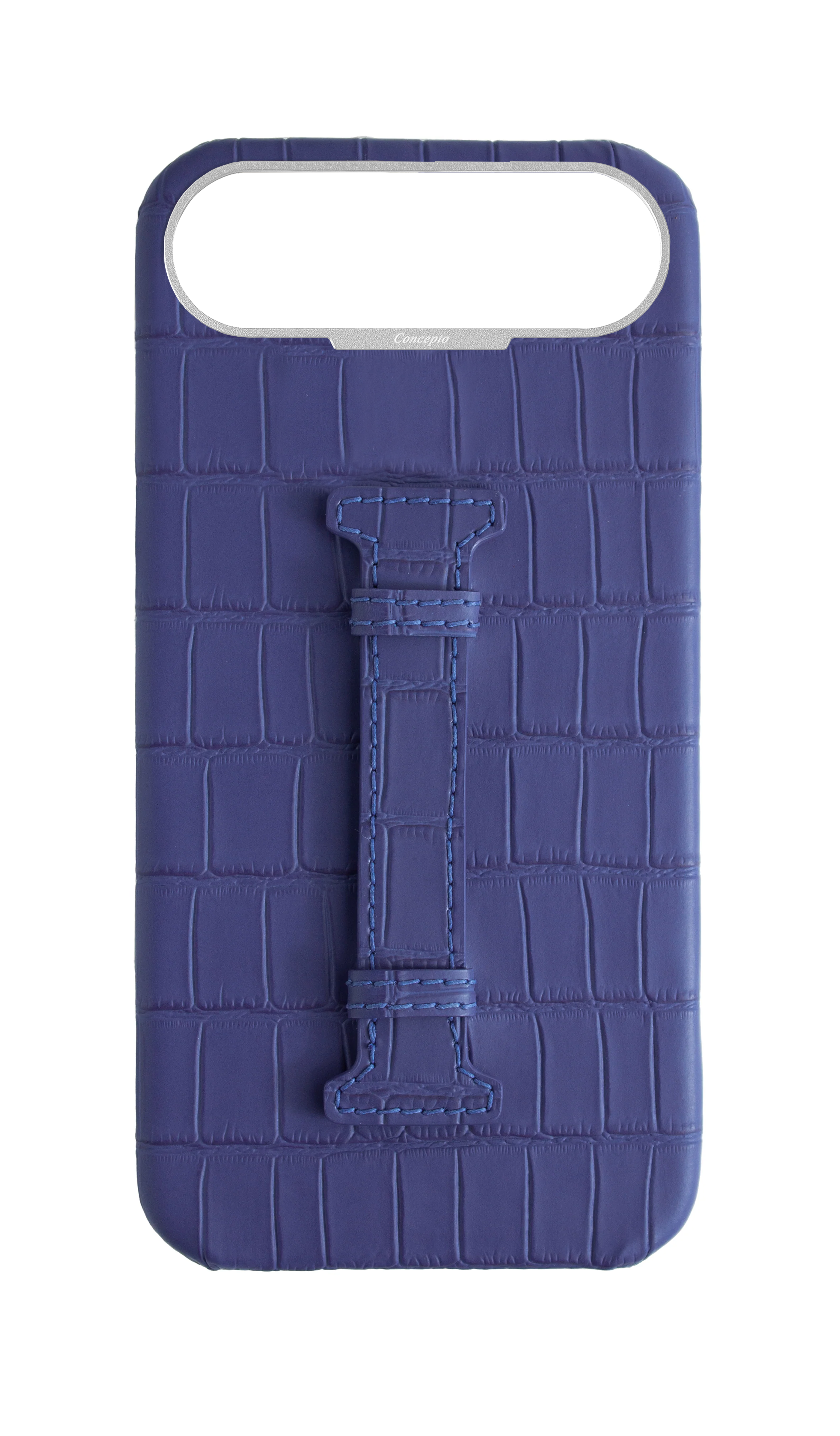 Matte Blue Embossed Crocodile Case
