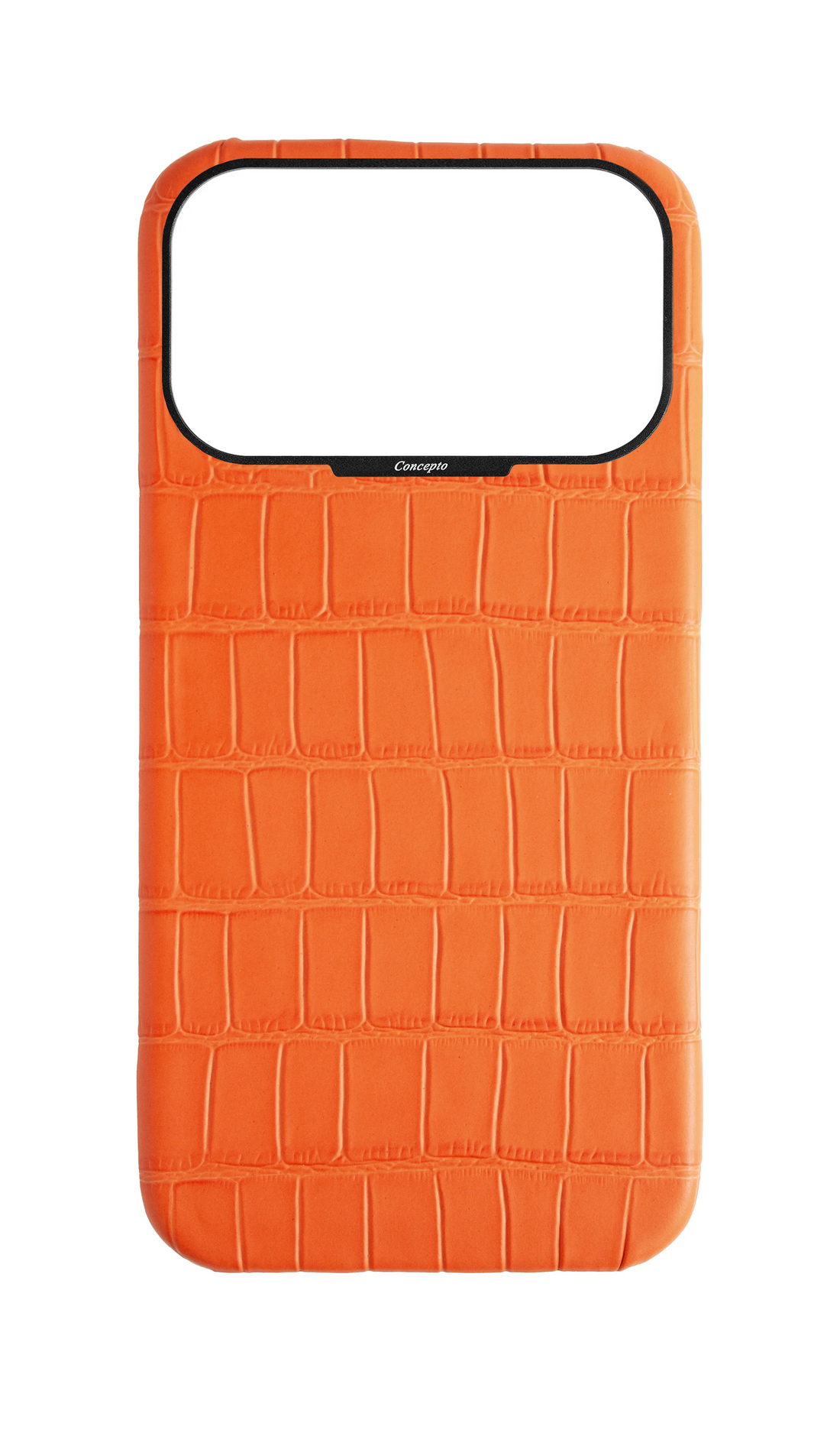 Matte Orange Strapless Embossed Crocodile Case