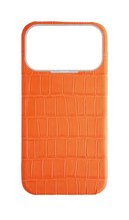 Matte Orange Strapless Embossed Crocodile Case
