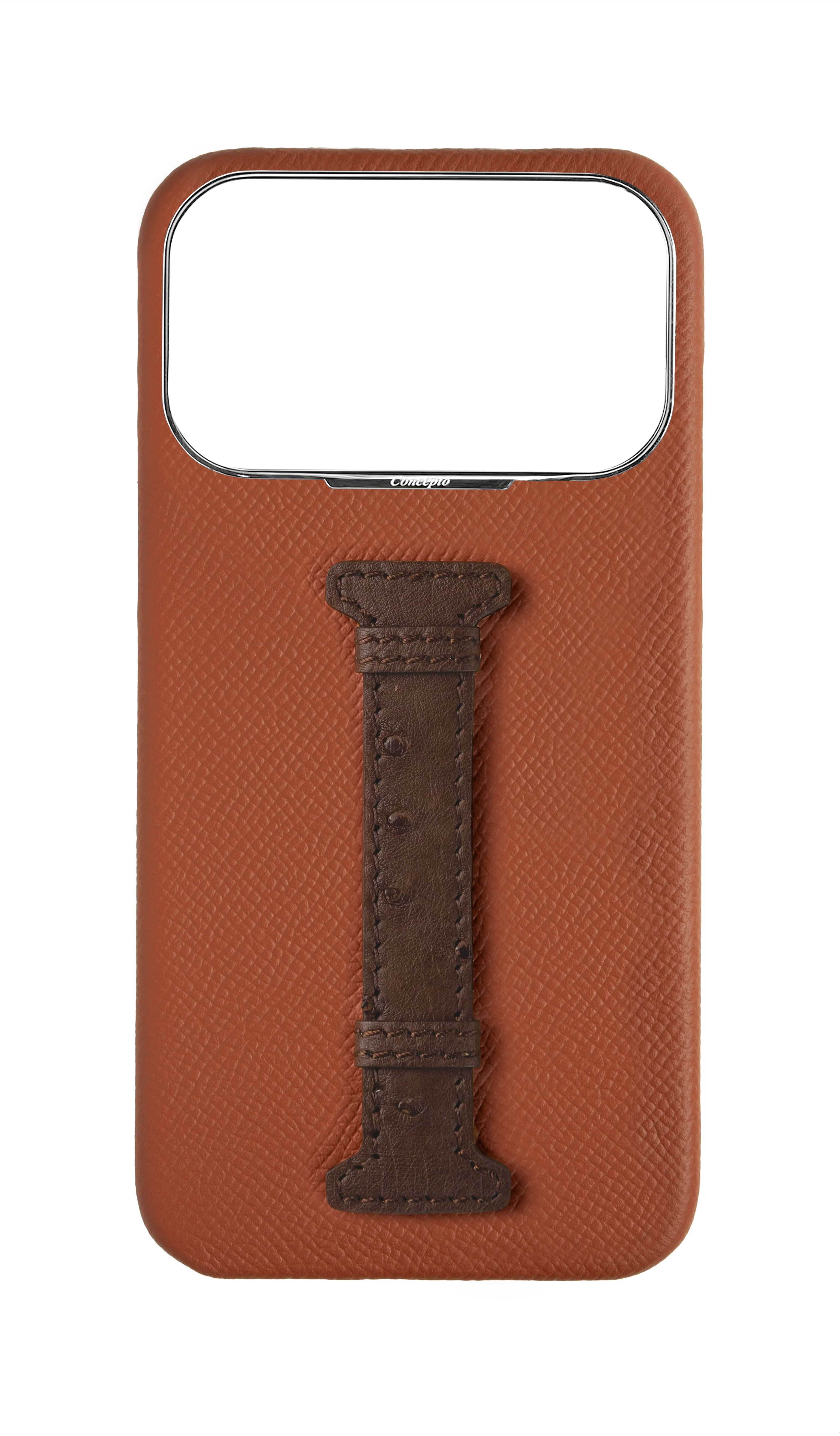 Tan / Brown Exotic Ostrich Middle Strap Case