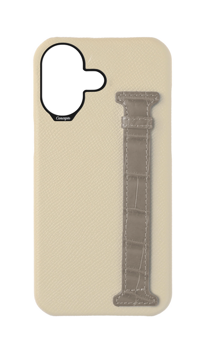 Stone / Grey Exotic Crocodile Side Strap Case