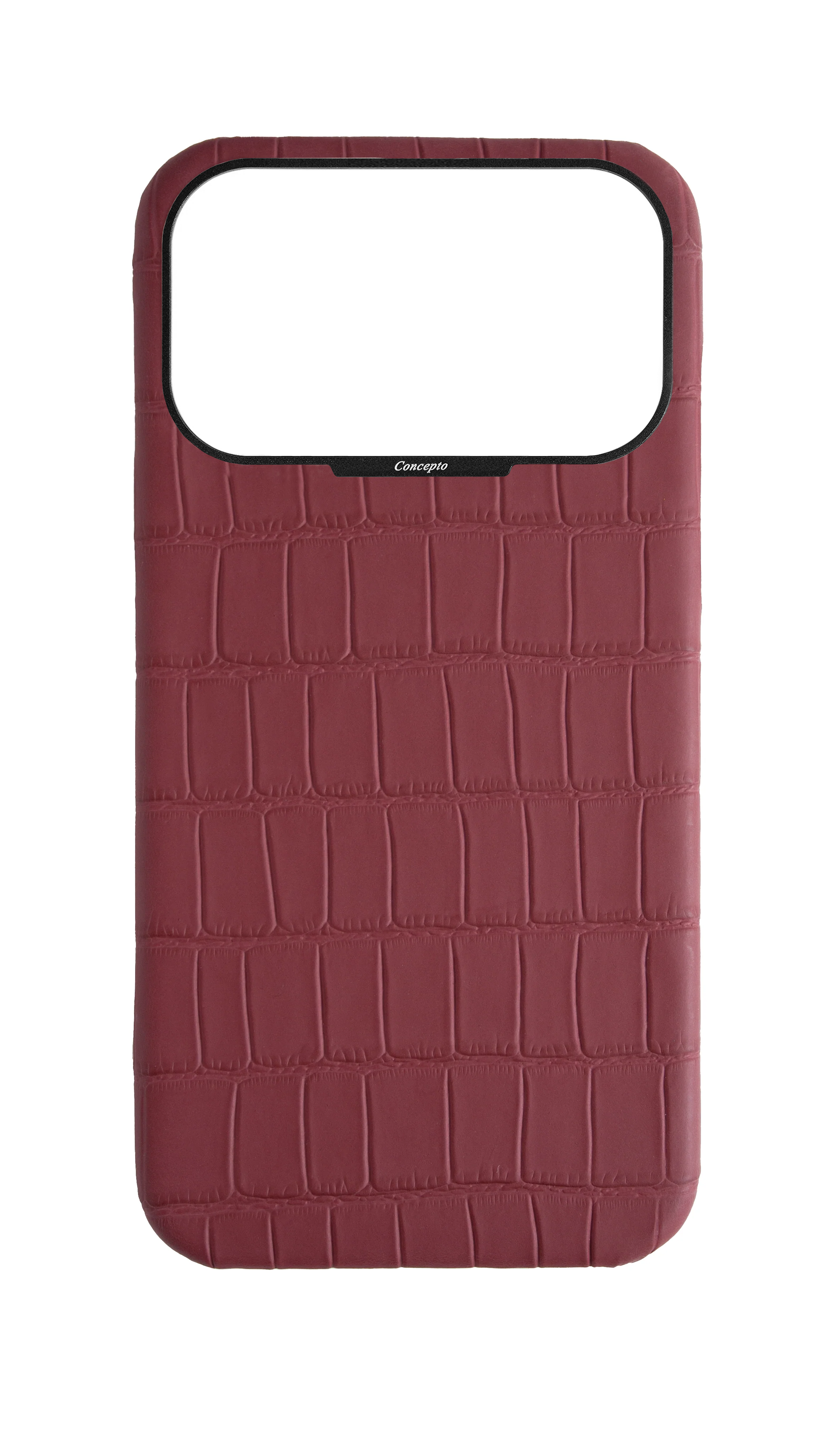 Matte Maroon Strapless Embossed Crocodile Case
