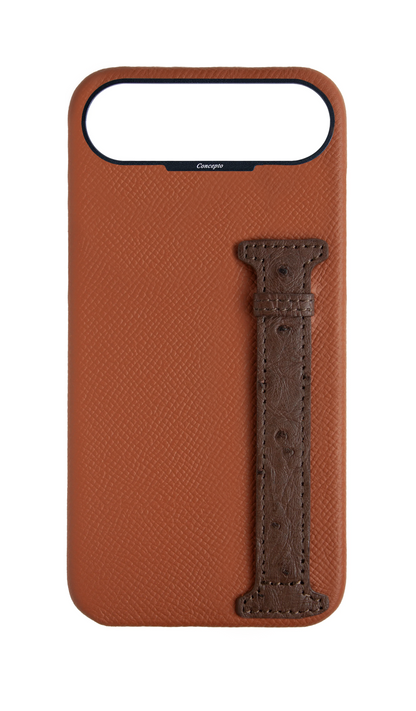 Tan / Brown Exotic Ostrich Side Strap Case