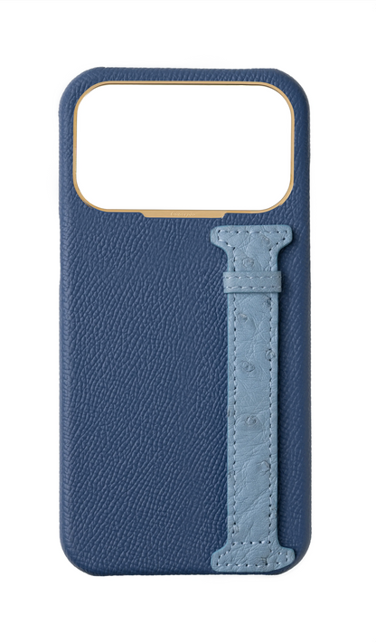 River Blue / Aqua Exotic Ostrich Side Strap Case