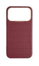 Matte Maroon Strapless Embossed Crocodile Case