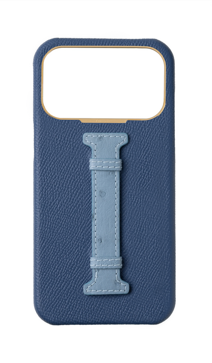 River Blue / Aqua Exotic Ostrich Middle Strap Case