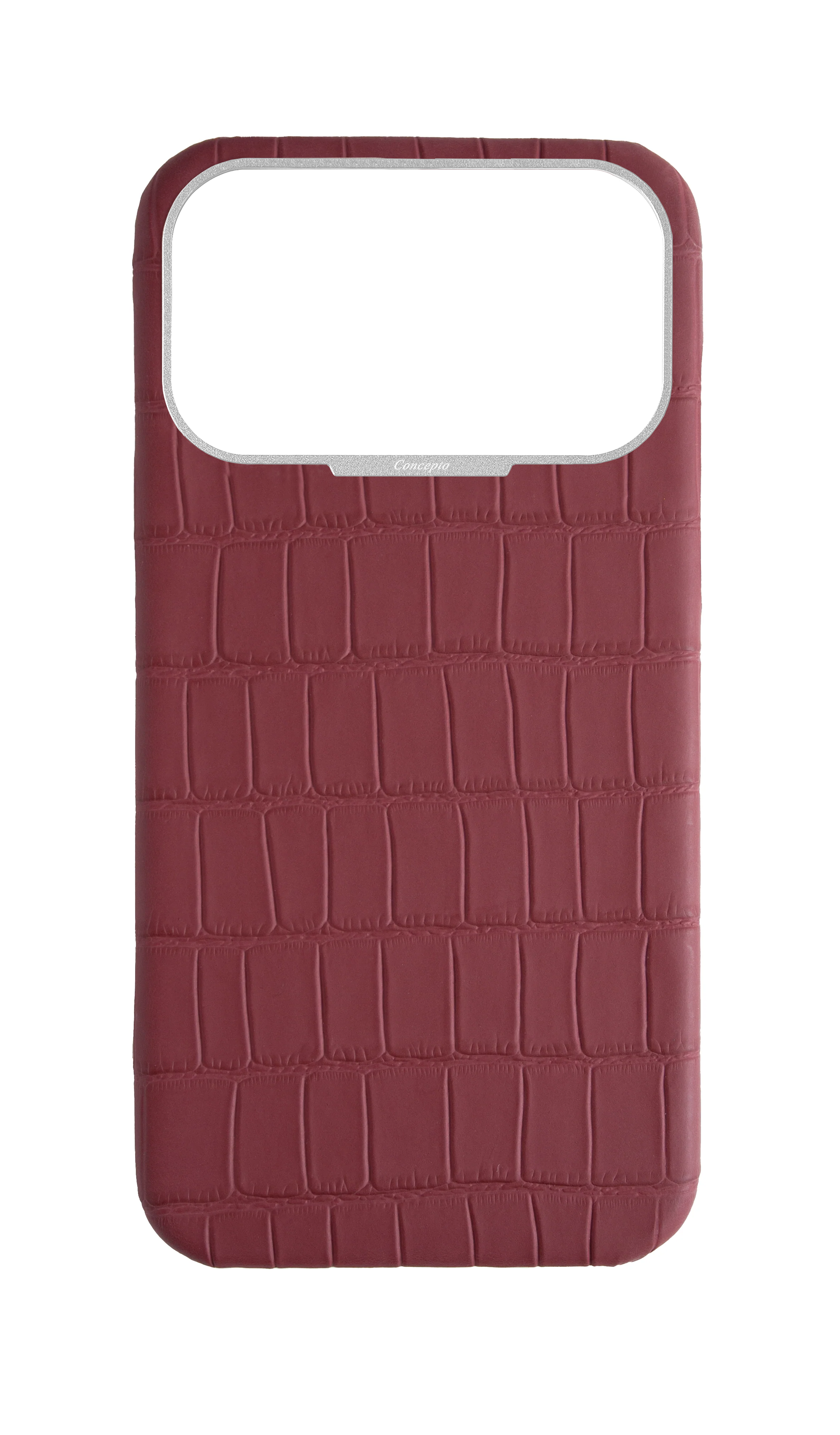 Matte Maroon Strapless Embossed Crocodile Case