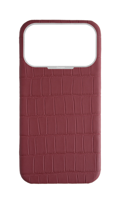 Matte Maroon Strapless Embossed Crocodile Case