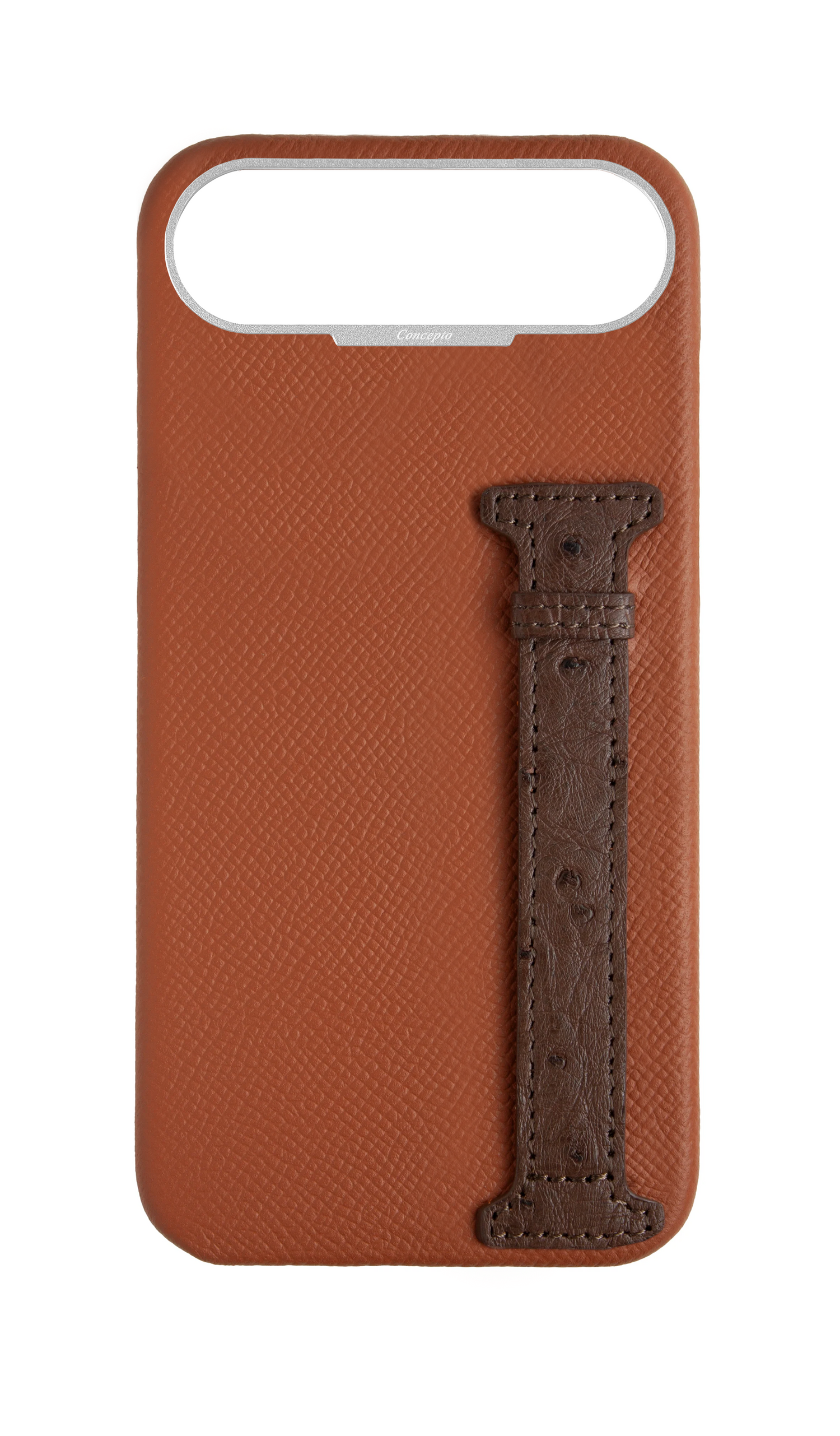 Tan / Brown Exotic Ostrich Side Strap Case