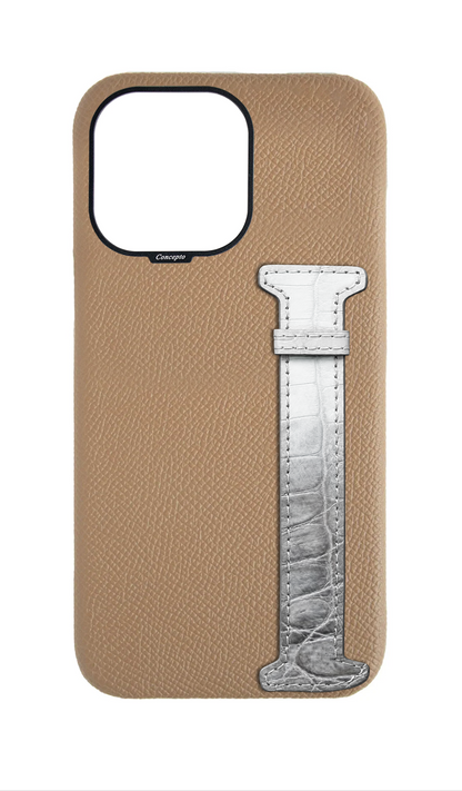 Beige Himalayan Exotic Crocodile Side Strap Case