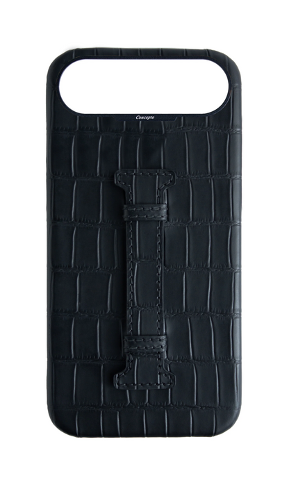 Matte Black Embossed Crocodile Case