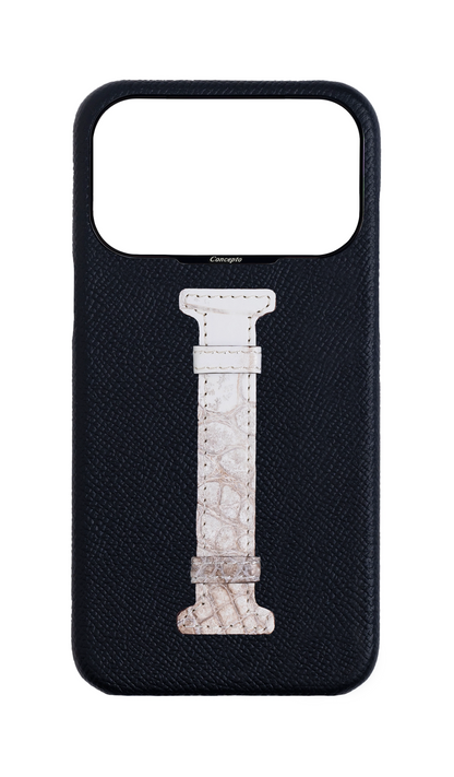 Black Himalayan Exotic Crocodile Middle Strap Case