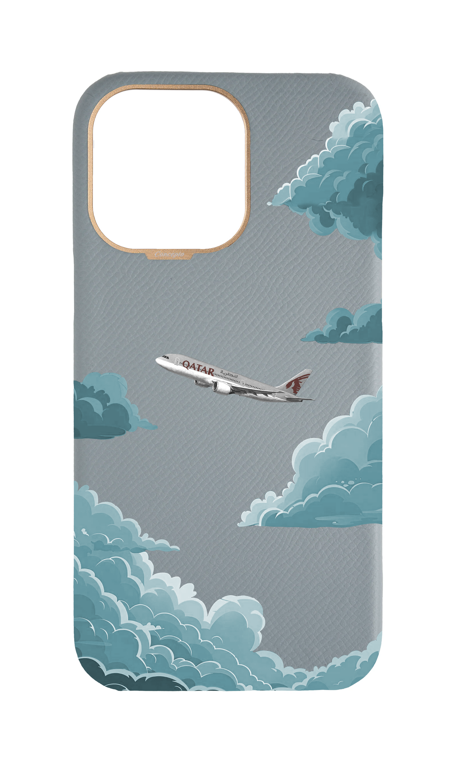 Light Blue Grey Strapless Case - Qatar Airways