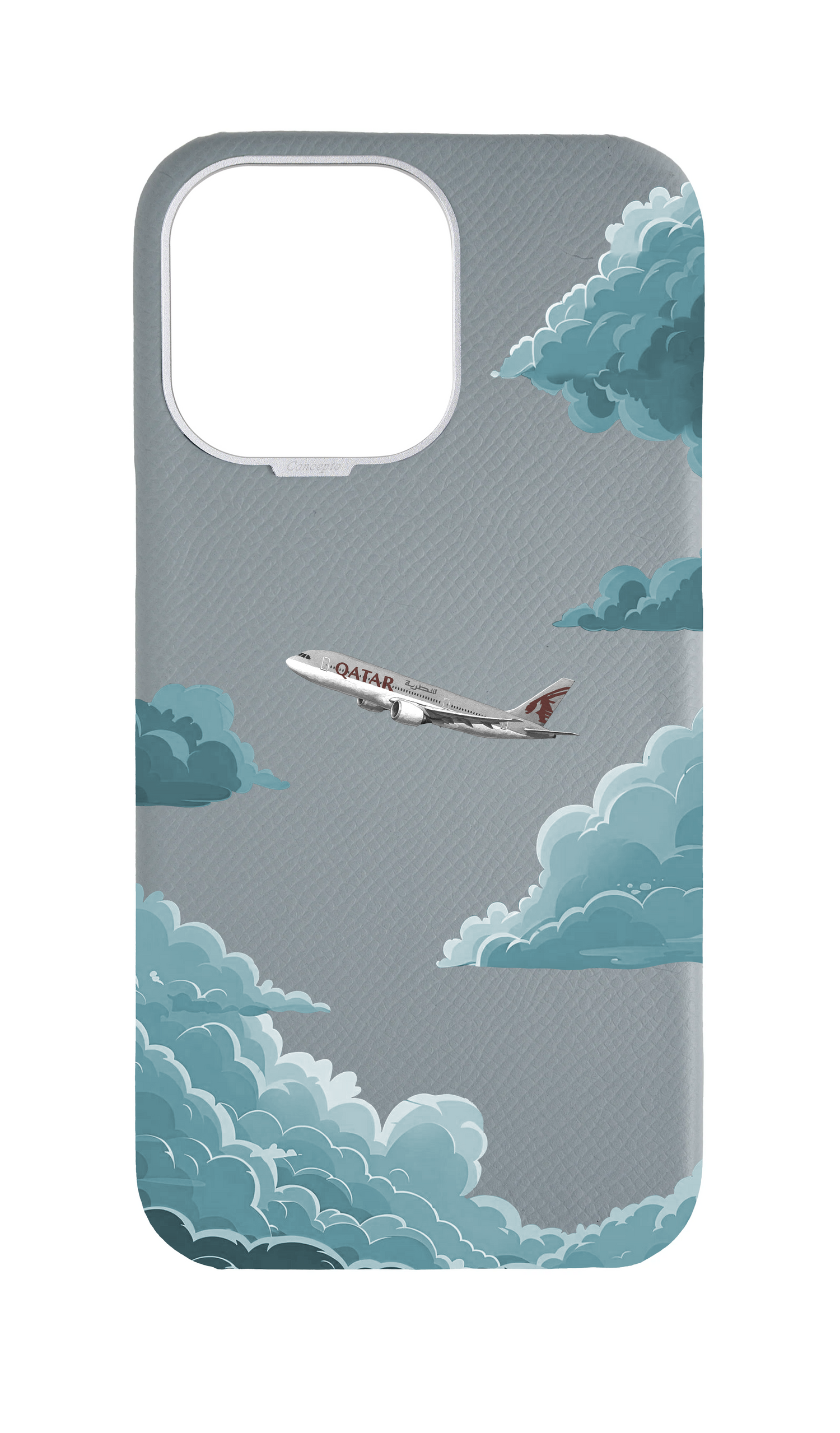 Light Blue Grey Strapless Case - Qatar Airways