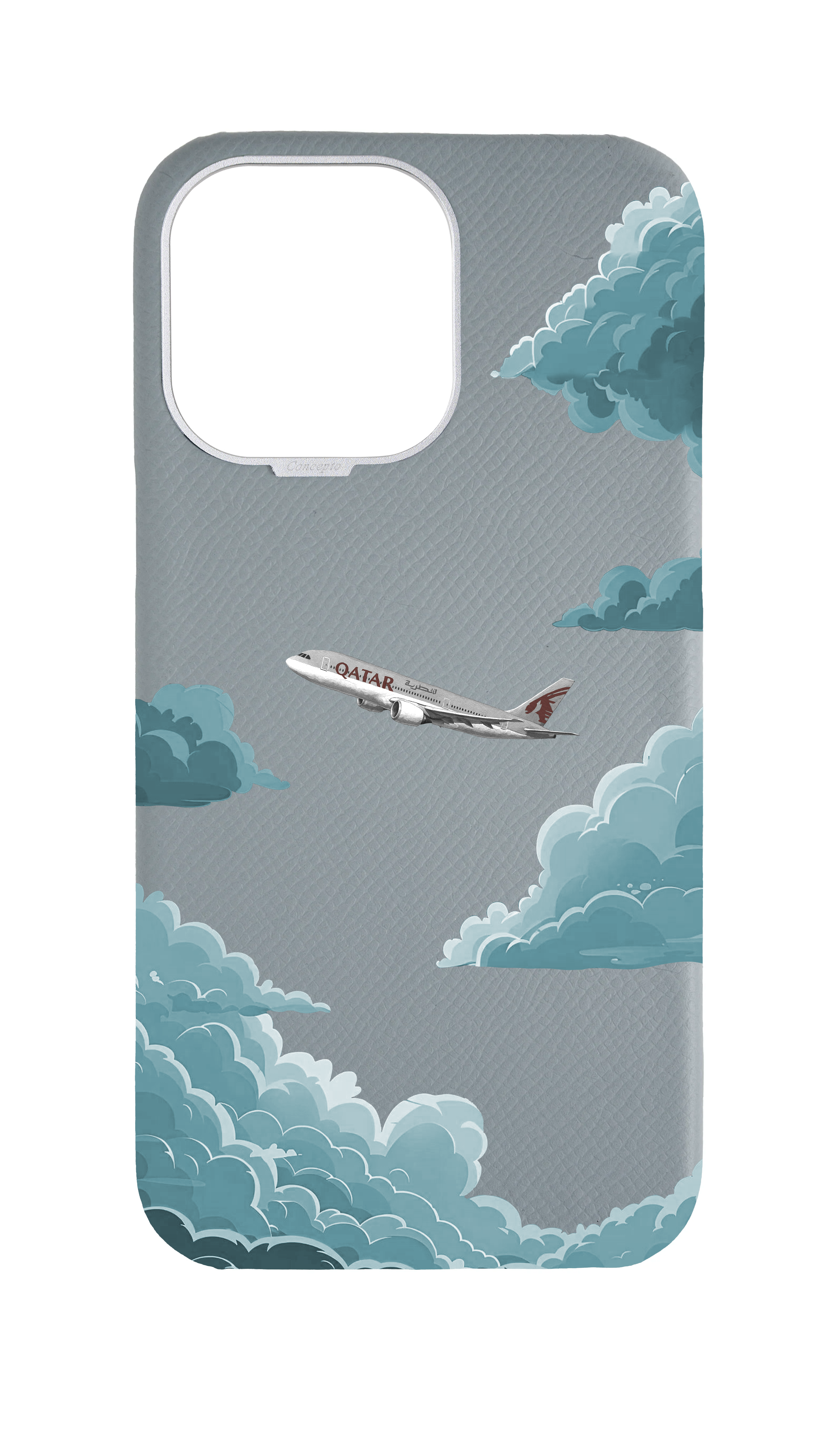 Light Blue Grey Strapless Case - Qatar Airways