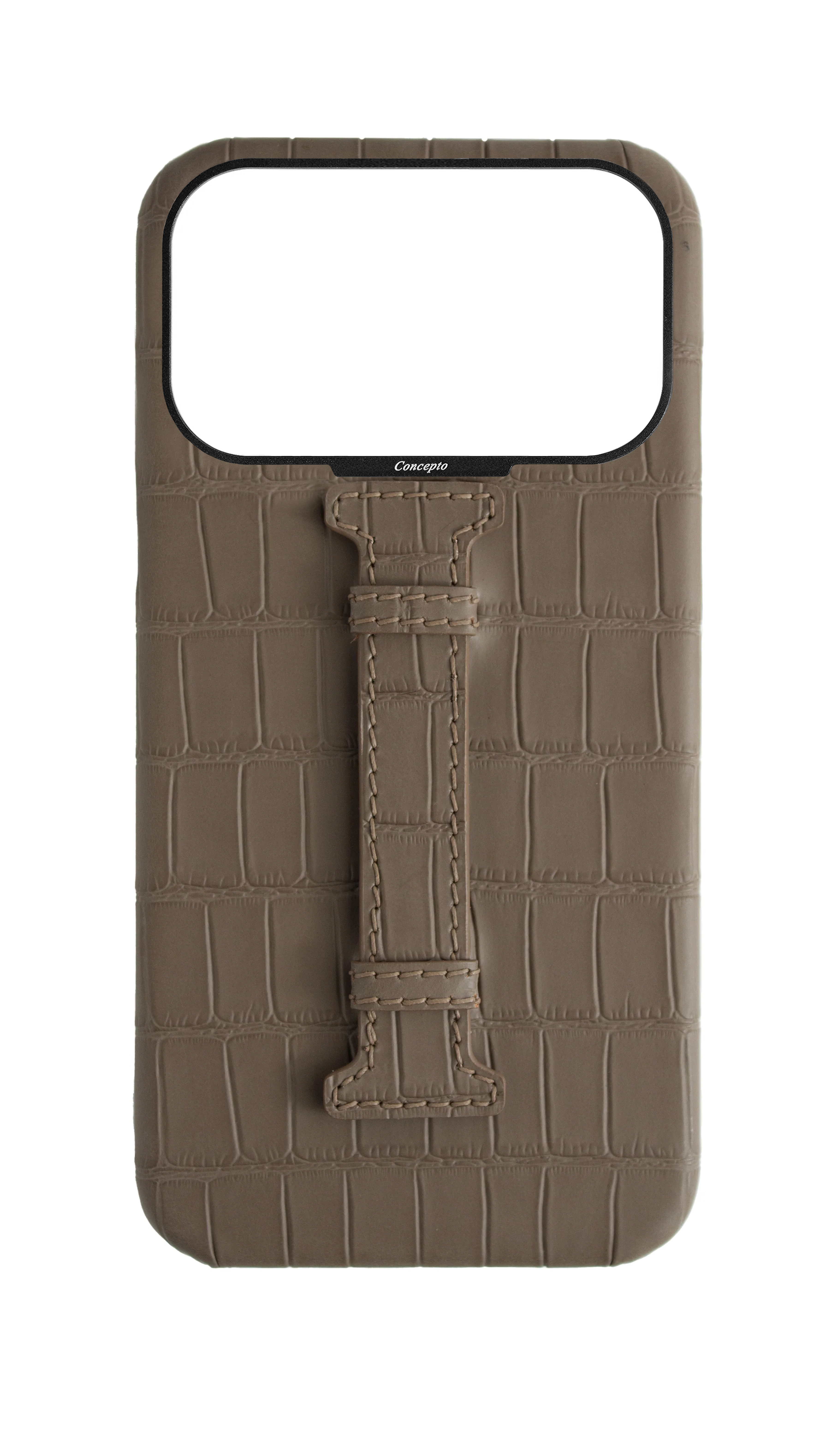 Matte Dark Taupe Embossed Crocodile Case