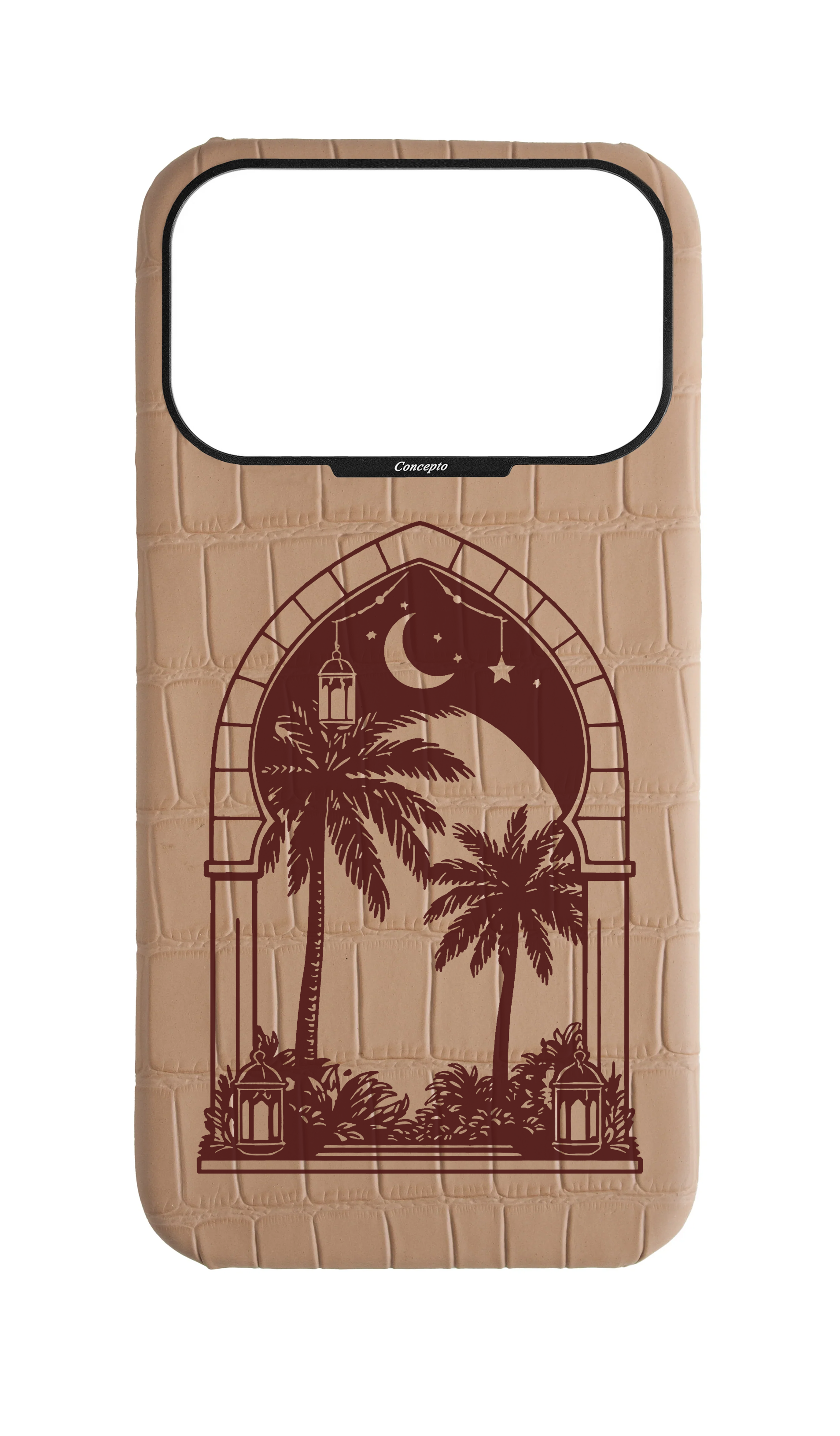 Matte Nude Strapless Embossed Crocodile Case - Ramadan Arch