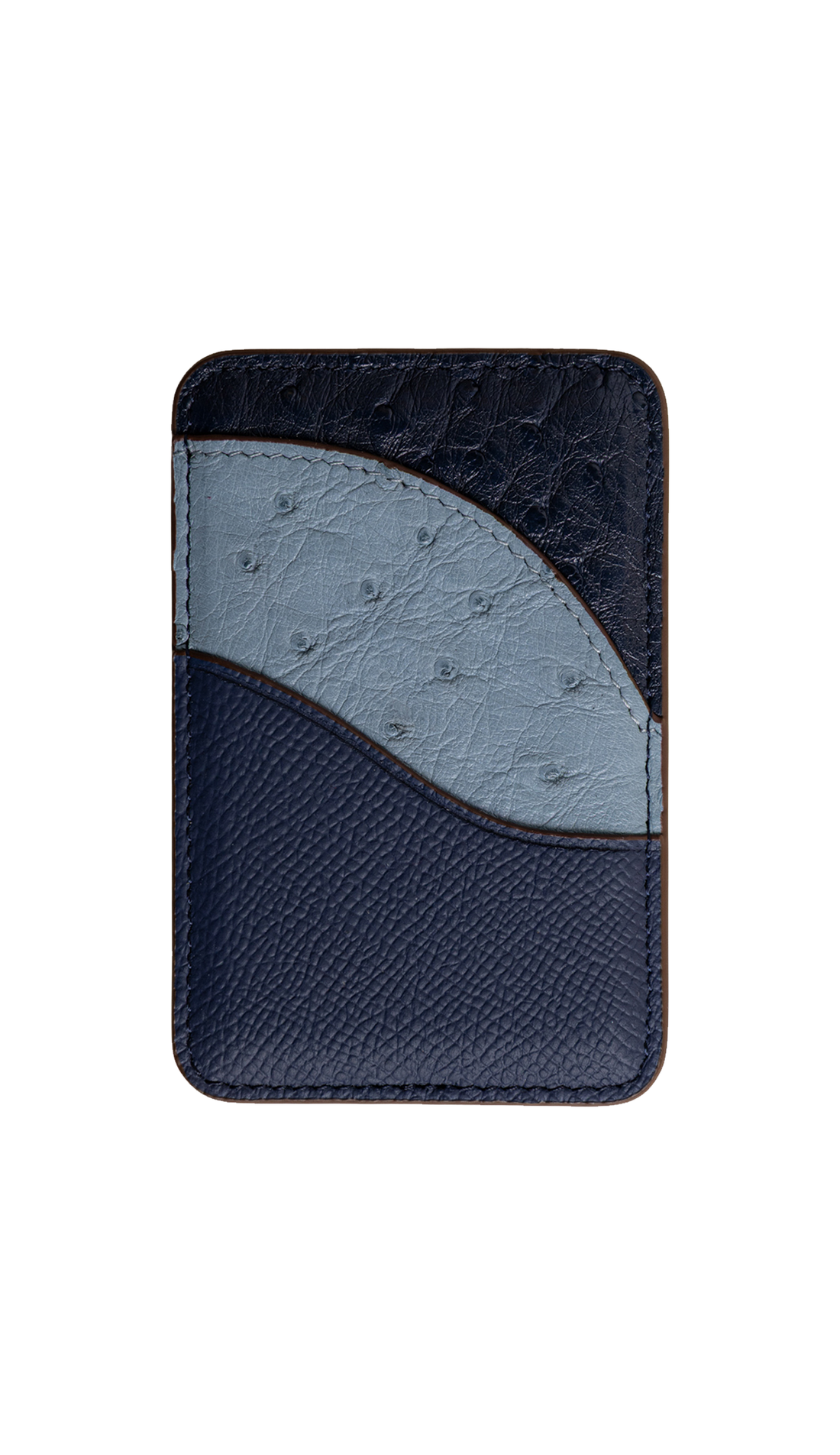 Navy Ostrich Contour MagSafe Wallet - The Wave