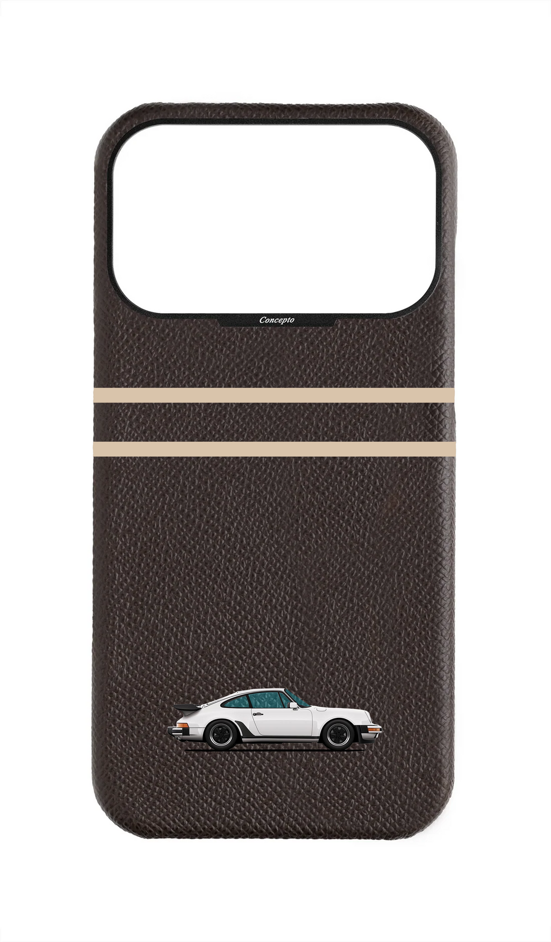Brown Strapless Epsom Case - Retro Sport Design