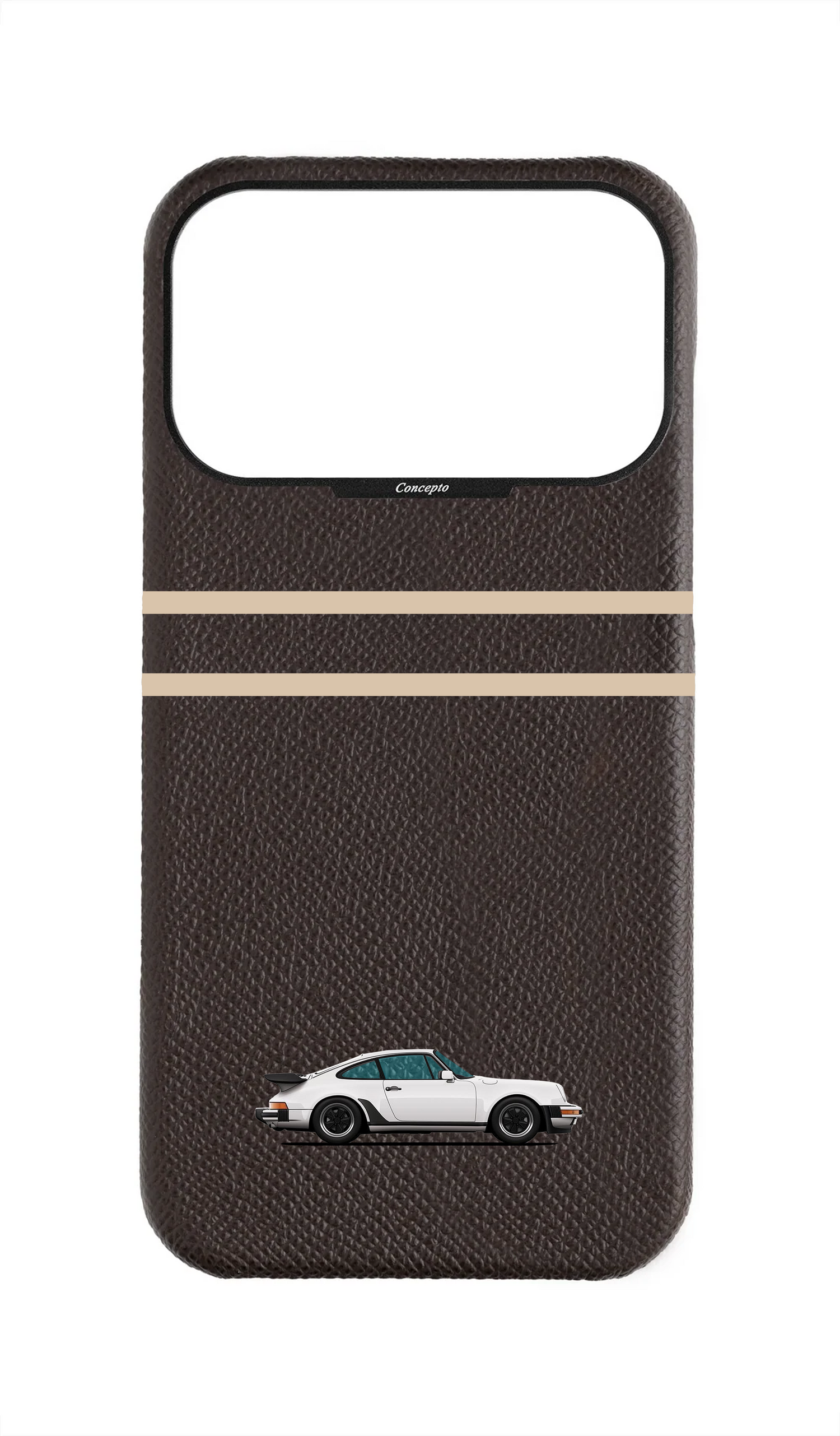 Brown Strapless Epsom Case - Retro Sport Design