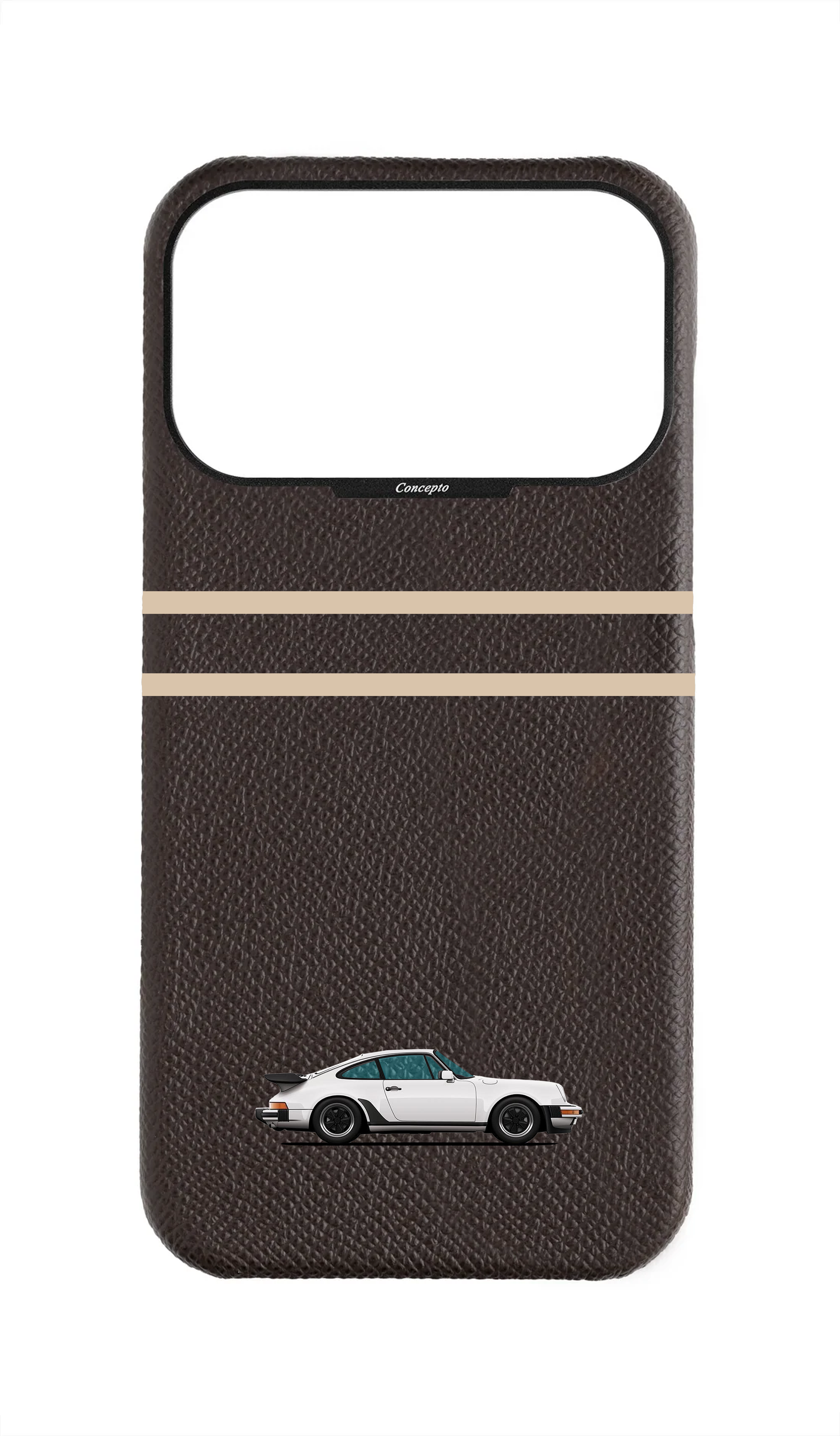 Brown Strapless Epsom Case - Retro Sport Design