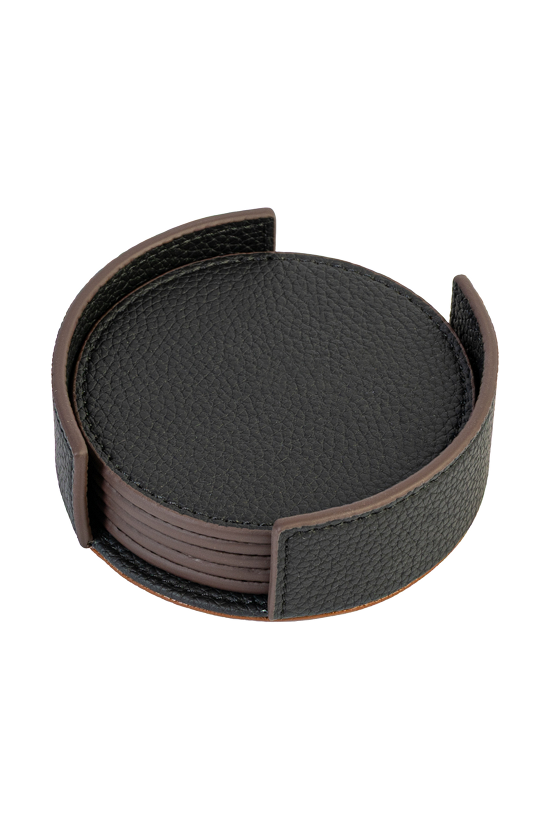 Black / Camel Leather Coaster