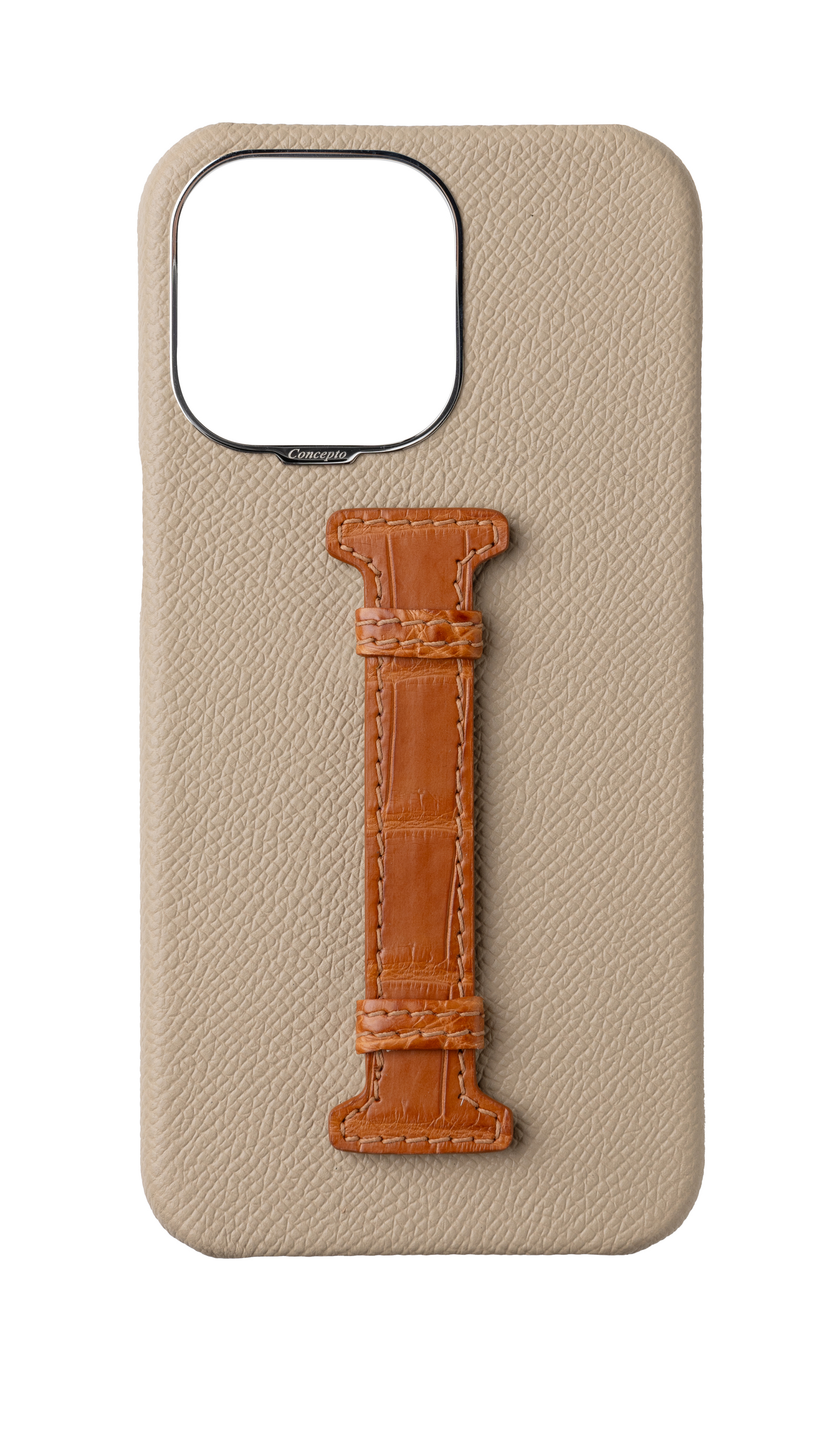 Beige / Tangerine Exotic Crocodile Middle Strap Case
