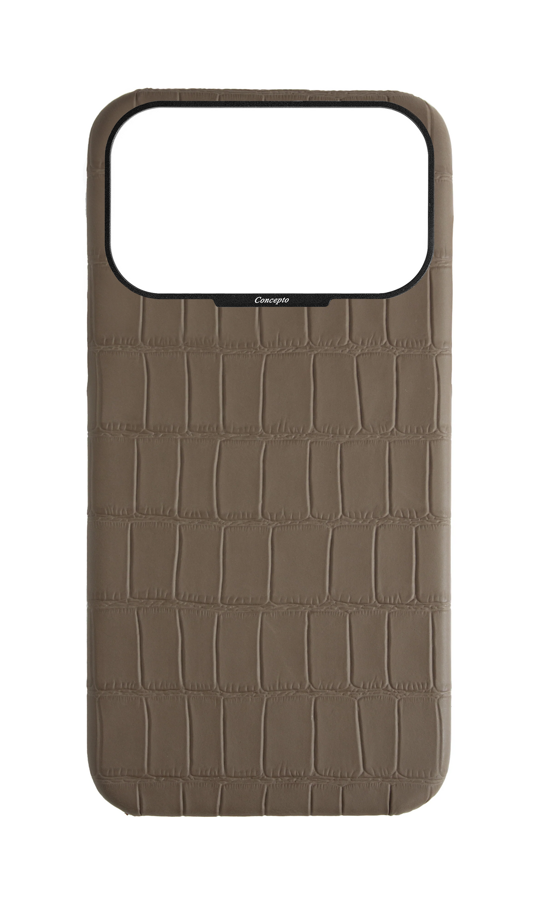 Matte Dark Taupe Strapless Embossed Crocodile Case