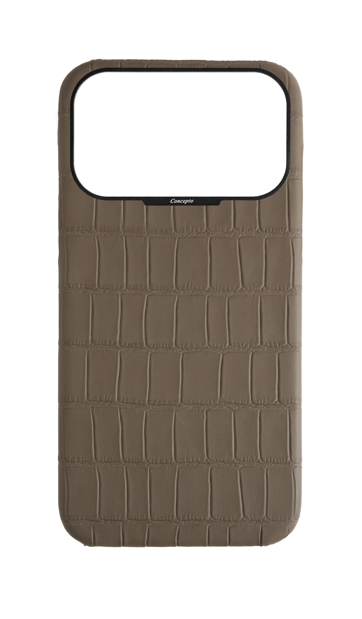 Matte Dark Taupe Strapless Embossed Crocodile Case