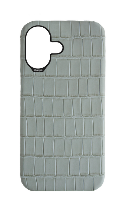 Matte Grey Strapless Embossed Crocodile Case