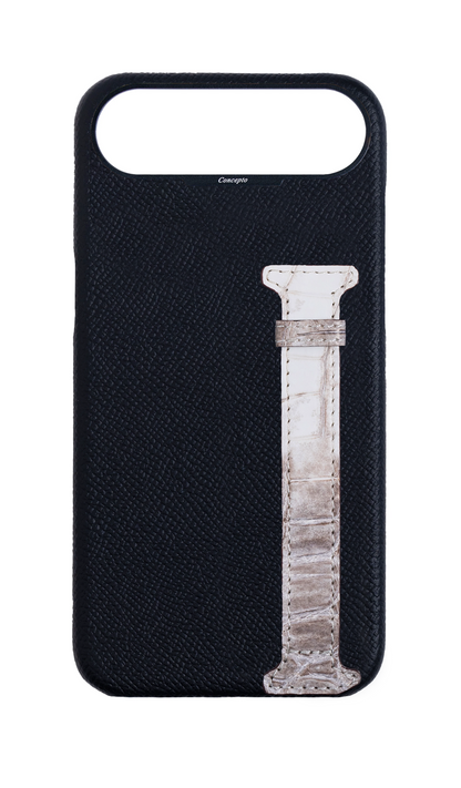 Black Himalayan Exotic Crocodile Side Strap Case