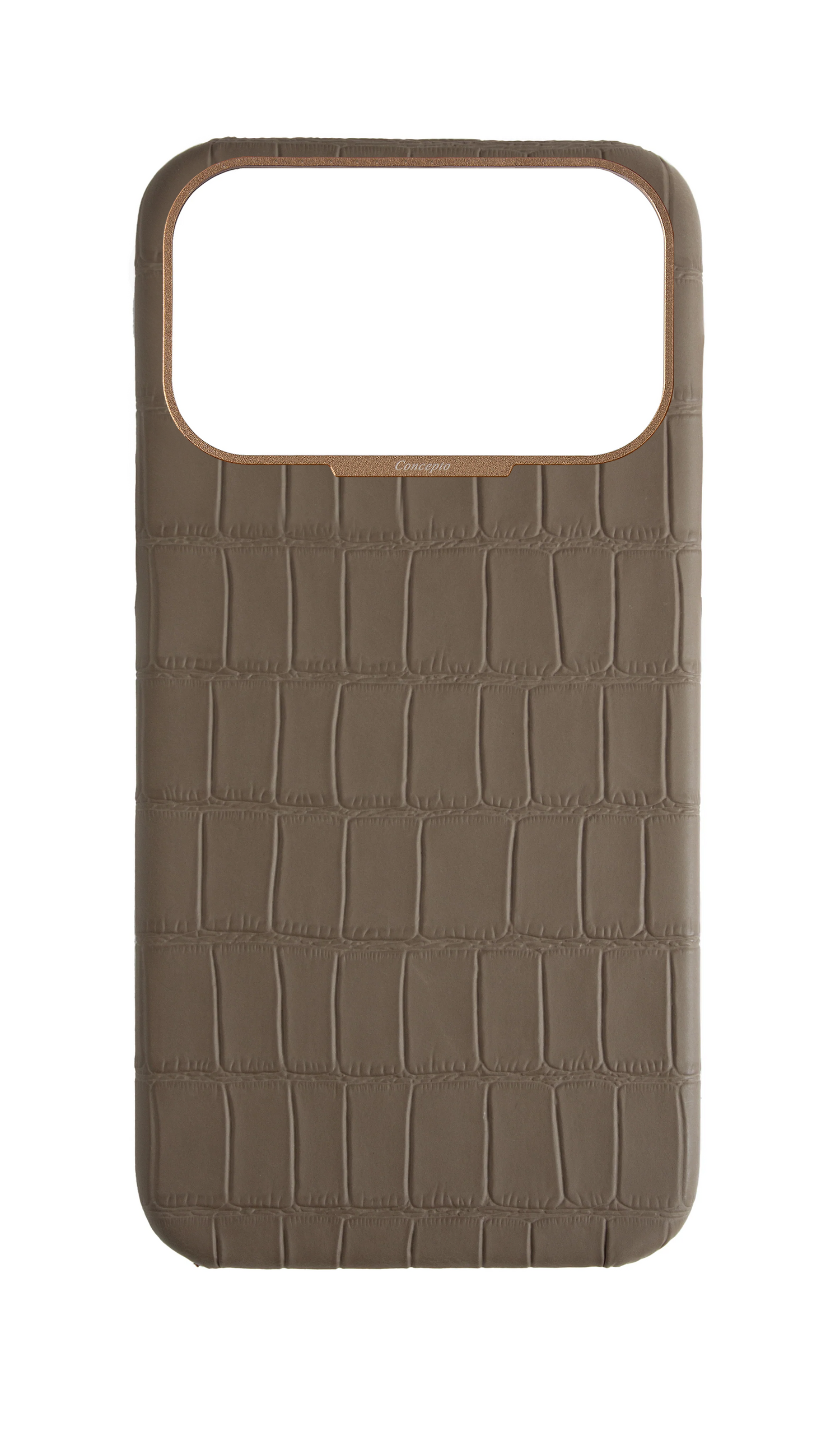 Matte Dark Taupe Strapless Embossed Crocodile Case